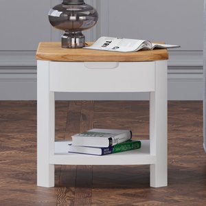 View Bradwell oak and signal white painted 1 drawer lamp table View Bradwell oak and signal white painted 1 drawer lamp table