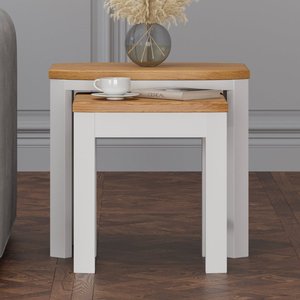 View Bradwell oak and signal white painted nest of tables View Bradwell oak and signal white painted nest of tables
