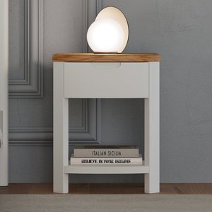View Bradwell oak and signal white painted 1 drawer bedside chest View Bradwell oak and signal white painted 1 drawer bedside chest