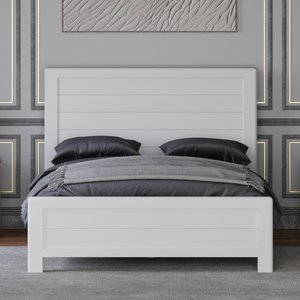 View Bradwell oak and signal white painted double bed View Bradwell oak and signal white painted double bed
