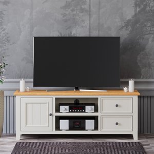 View Weymouth oak and soft white painted super wide tv cabinet View Weymouth oak and soft white painted super wide tv cabinet