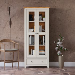 View Weymouth oak and soft white painted glazed display cabinet View Weymouth oak and soft white painted glazed display cabinet