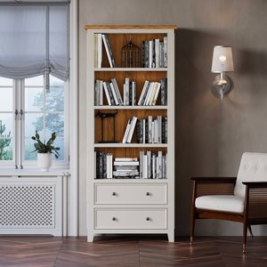 View Weymouth oak and soft white painted tall bookcase View Weymouth oak and soft white painted tall bookcase