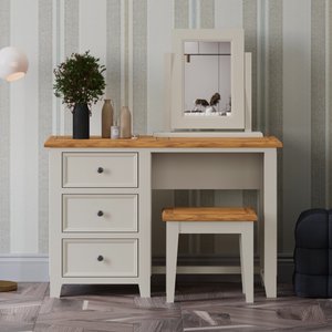 View Weymouth oak and soft white painted dressing table set View Weymouth oak and soft white painted dressing table set