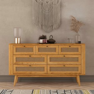 View Oak rattan wide chest of drawers View Oak rattan wide chest of drawers