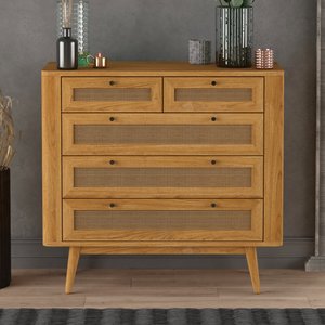 View Oak rattan 2 over 3 chest of drawers View Oak rattan 2 over 3 chest of drawers