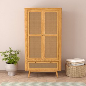 View Oak rattan double wardrobe View Oak rattan double wardrobe
