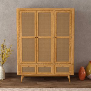 View Oak rattan triple wardrobe View Oak rattan triple wardrobe