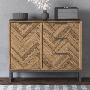 View Herringbone solid oak small sideboard View Herringbone solid oak small sideboard