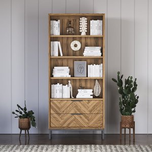 View Herringbone solid oak tall bookcase View Herringbone solid oak tall bookcase