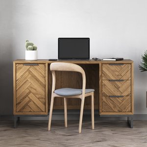 View Herringbone solid oak computer desk View Herringbone solid oak computer desk