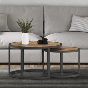 View Herringbone solid oak round nest of tables View Herringbone solid oak round nest of tables