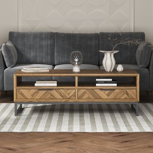 View Herringbone solid oak 4 drawer coffee table View Herringbone solid oak 4 drawer coffee table