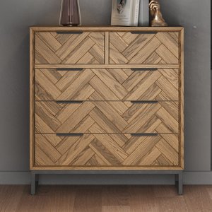 View Herringbone solid oak 2 over 3 chest of drawers View Herringbone solid oak 2 over 3 chest of drawers