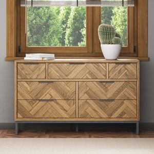View Herringbone solid oak wide chest of drawers View Herringbone solid oak wide chest of drawers