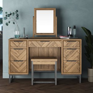 View Herringbone solid oak dressing table set View Herringbone solid oak dressing table set