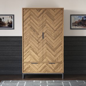 View Herringbone solid oak double wardrobe View Herringbone solid oak double wardrobe