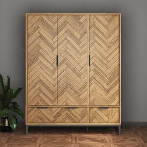 View Herringbone solid oak triple wardrobe View Herringbone solid oak triple wardrobe
