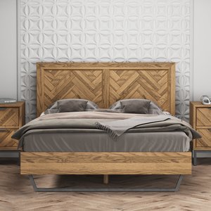 View Herringbone solid oak double bed View Herringbone solid oak double bed