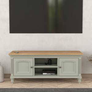View Francis oak and soft green painted large tv cabinet View Francis oak and soft green painted large tv cabinet