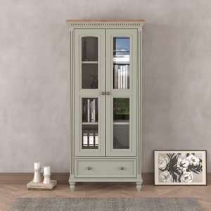 View Francis oak and soft green painted glazed display cabinet View Francis oak and soft green painted glazed display cabinet