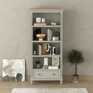 View Francis oak and soft green painted tall bookcase View Francis oak and soft green painted tall bookcase