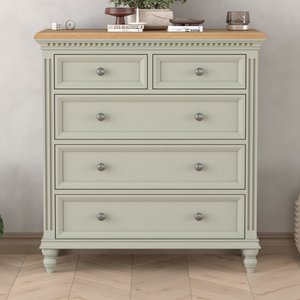 View Francis oak and soft green painted 2 over 3 chest of drawers View Francis oak and soft green painted 2 over 3 chest of drawers