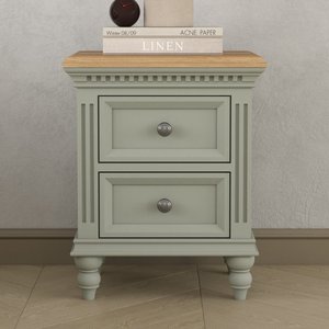 View Francis oak and soft green painted 2 drawer bedside chest View Francis oak and soft green painted 2 drawer bedside chest