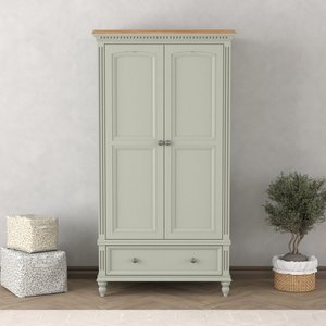View Francis oak and soft green painted double wardrobe View Francis oak and soft green painted double wardrobe