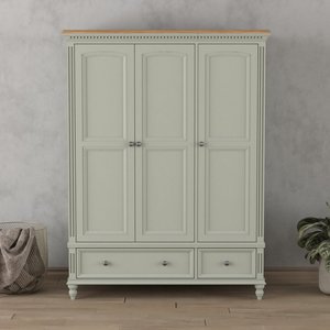 View Francis oak and soft green painted triple wardrobe View Francis oak and soft green painted triple wardrobe