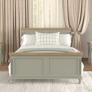 View Francis oak and soft green painted double bed View Francis oak and soft green painted double bed
