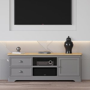 View Felton oak and light grey painted super wide tv cabinet View Felton oak and light grey painted super wide tv cabinet