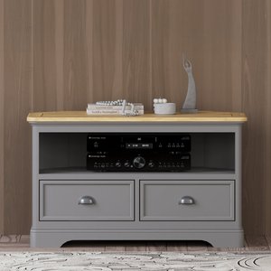 View Felton oak and light grey painted corner tv cabinet View Felton oak and light grey painted corner tv cabinet