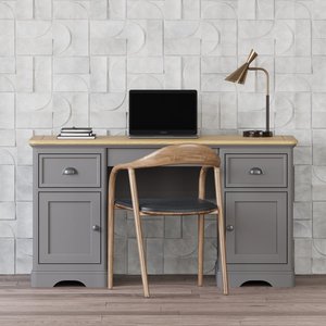View Felton oak and light grey painted computer desk View Felton oak and light grey painted computer desk
