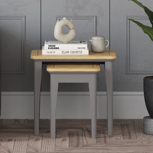View Felton oak and light grey painted nest of tables View Felton oak and light grey painted nest of tables