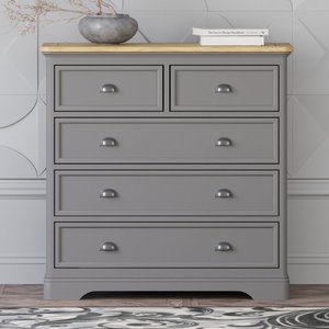 View Felton oak and light grey painted 2 over 3 chest of drawers View Felton oak and light grey painted 2 over 3 chest of drawers