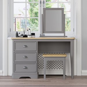 View Felton oak and light grey painted dressing table set View Felton oak and light grey painted dressing table set