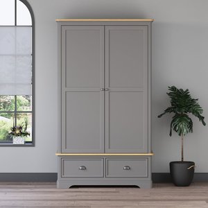 View Felton oak and light grey painted double wardrobe View Felton oak and light grey painted double wardrobe
