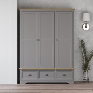 View Felton oak and light grey painted triple wardrobe View Felton oak and light grey painted triple wardrobe