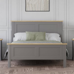 View Felton oak and light grey painted double bed View Felton oak and light grey painted double bed