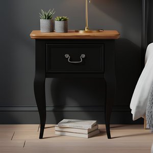 View Chateau noir oak and black painted 1 drawer bedside table View Chateau noir oak and black painted 1 drawer bedside table
