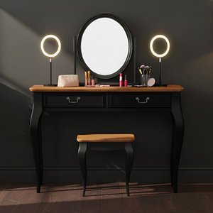 View Chateau noir oak and black painted dressing table set View Chateau noir oak and black painted dressing table set