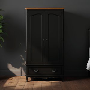 View Chateau noir oak and black painted double wardrobe View Chateau noir oak and black painted double wardrobe