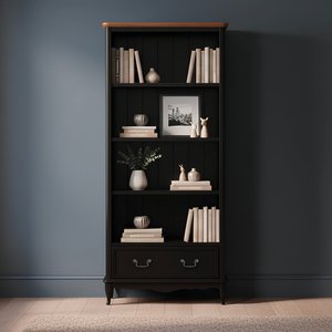 View Chateau noir oak and black painted tall bookcase View Chateau noir oak and black painted tall bookcase