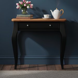 View Chateau noir oak and black painted console table View Chateau noir oak and black painted console table