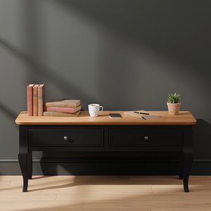 View Chateau noir oak and black painted coffee table View Chateau noir oak and black painted coffee table