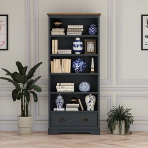 View Bridstow oak and blue painted tall bookcase View Bridstow oak and blue painted tall bookcase