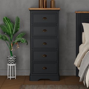 View Bridstow oak and blue painted 5 drawer tallboy View Bridstow oak and blue painted 5 drawer tallboy