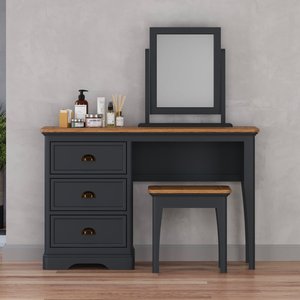 View Bridstow oak and blue painted dressing table set View Bridstow oak and blue painted dressing table set