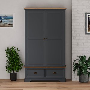 View Bridstow oak and blue painted double wardrobe View Bridstow oak and blue painted double wardrobe